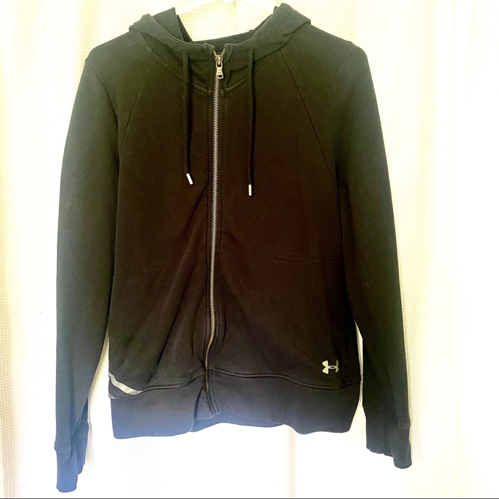 Under Armour loose black zip up hoodie. Like new
